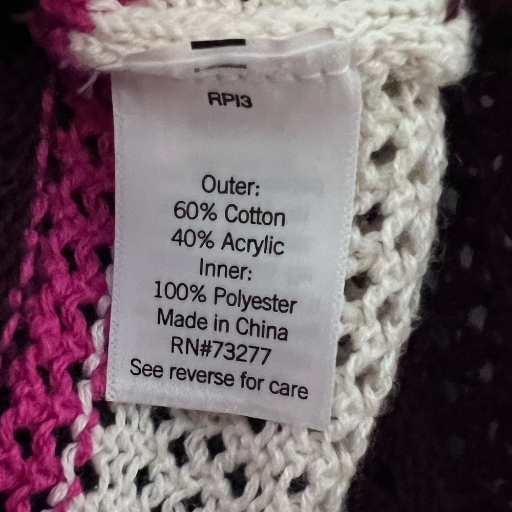 Nine West Women’s Mesh Knit Top - Burgundy, Pink, orange and Cream - Picture 5 of 6